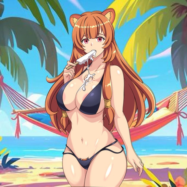 🌴 Beachside Bite – Raphtalia 5" Vinyl Sticker