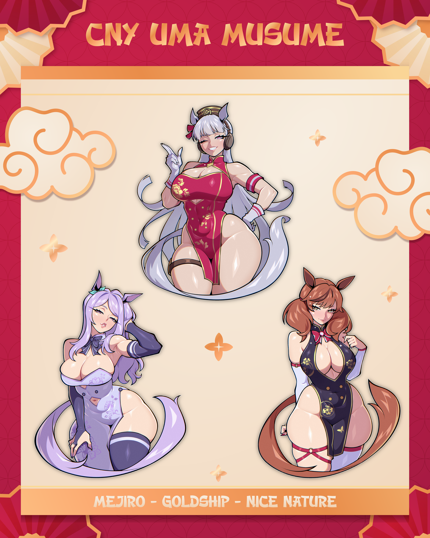 Chinese New Year Uma Musume: Pretty Derby: Year of the Horse 5" Vinyl Sticker In Hands