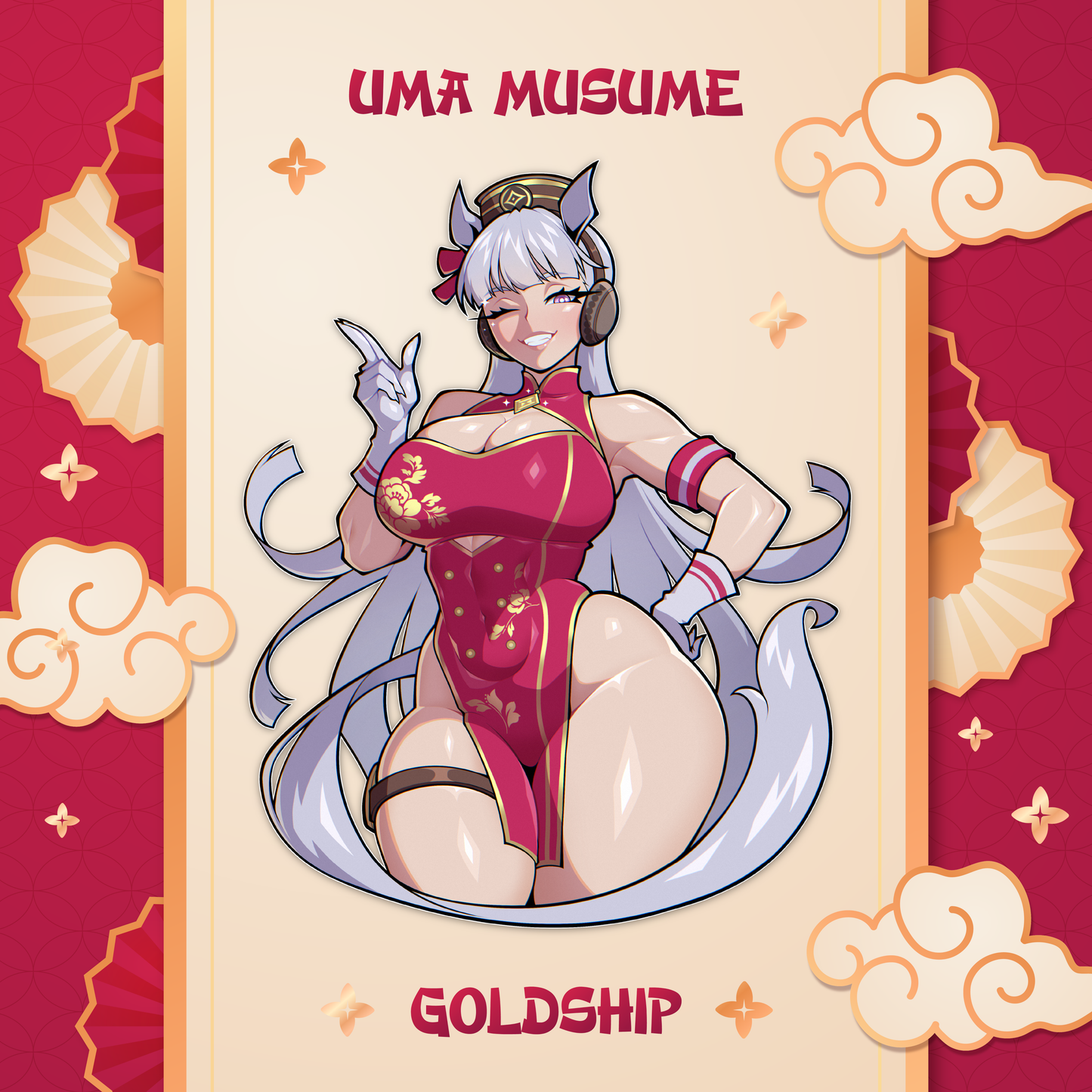Chinese New Year Uma Musume: Pretty Derby: Year of the Horse 5" Vinyl Sticker In Hands