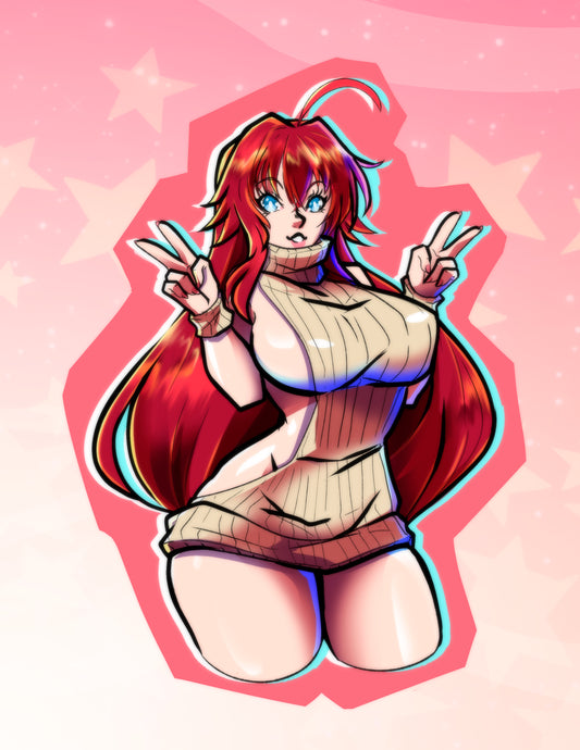 Cozy Waifu - Rias Gremory  5" Vinyl Sticker