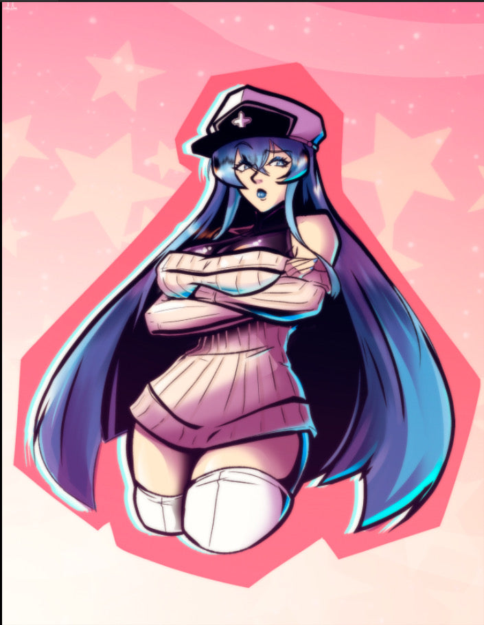 Cozy Waifu - Esdeath 5" Vinyl Sticker